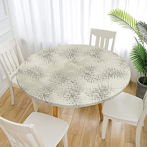 Morbuy Rund Tischdecke Elastisch, Graffiti Rund Tischdecken Wasserdicht Lotuseffekt Abwaschbar Abwischbar Tischtuch für Garten Outdoor Küchentisch (Für Tisch 50-60 cm,Khaki) von Morbuy