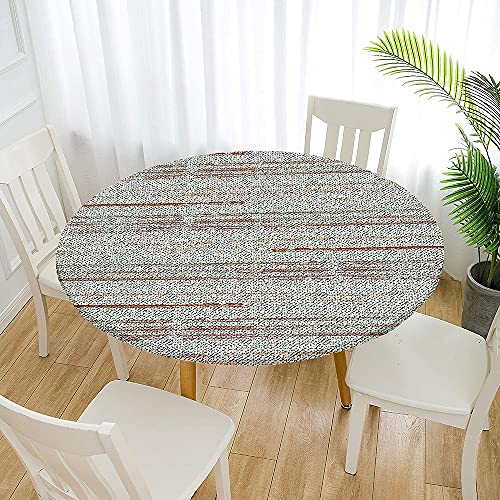 Morbuy Rund Tischdecke Elastisch, Graffiti Rund Tischdecken Wasserdicht Lotuseffekt Abwaschbar Abwischbar Tischtuch für Garten Outdoor Küchentisch (Für Tisch 90-100 cm,Taupe) von Morbuy