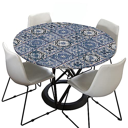 Morbuy Rund Tischdecke Elastisch, Jacquard Rund Tischdecken Wasserdicht Lotuseffekt Abwaschbar Abwischbar Tischtuch für Dekoration Küchentisch Garten Outdoor (Durchmesser 170cm,Exotisch) von Morbuy