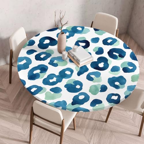 Morbuy Rund Tischdecke Elastisch, Leopardenmuster Gartentischdecke Schmutzabweisend Abwischbar Tischtuch für Dekoration Küchentisch Kaffee Restaurant Garten (Weiß,120cm) von Morbuy