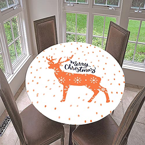 Morbuy Rund Tischdecke Elastisch, Lotuseffekt Abwischbar Rund Tischdecken Weihnachten Tischtuch für Küchen Garten Outdoor (Für Tisch 50-60 cm,Elch) von Morbuy