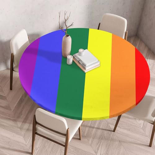 Morbuy Rund Tischdecke Elastisch, Regenbogen Gartentischdecke Schmutzabweisend Abwischbar Tischtuch für Dekoration Küchentisch Kaffee Restaurant Garten (Königsblau,100cm) von Morbuy