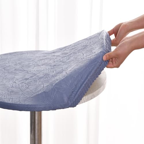 Morbuy Rund Tischdecke Wachstuch Elastisch, Gartentischdecke Wasserdicht Schmutzabweisend Abwischbar Nordisch Blatt Tischtuch für Dekoration Küchentisch Kaffee Restaurant Garten (180cm,Blau) von Morbuy