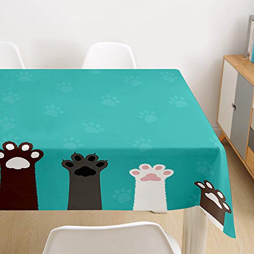 Morbuy Tischdecke Abwaschbar, 3D Katze Drucken Tischtuch Rechteckig Tischwäsche Gartentischdecke Outdoor Tischdekoration Wasserdicht Polyester Ölfest Pflegeleicht (60x60cm,Katzenpfote) von Morbuy