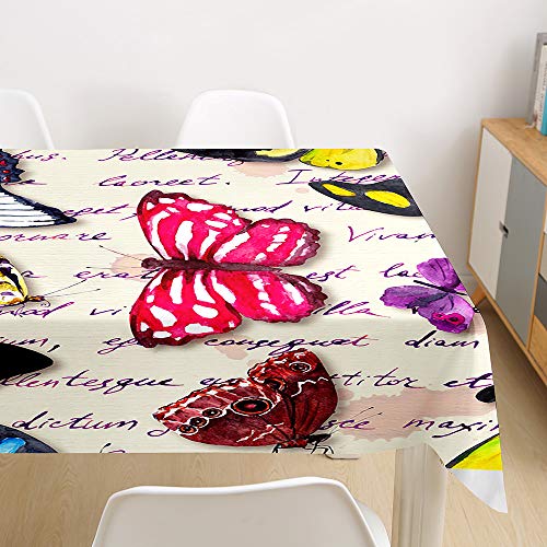 Morbuy Tischdecke Abwaschbar, 3D Schmetterling Tischtuch Rechteckig Tischwäsche Gartentischdecke Outdoor Tischdekoration Wasserdicht Polyester Ölfest Pflegeleicht (140x220cm,Graffiti) von Morbuy