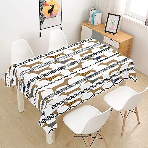 Morbuy Tischdecke Abwaschbar, Dackel Drucken Tischtuch Rechteckig Tischwäsche Gartentischdecke Outdoor Tischdekoration Wasserdicht Polyester Ölfest Pflegeleicht (90x90cm,Geometrie) von Morbuy