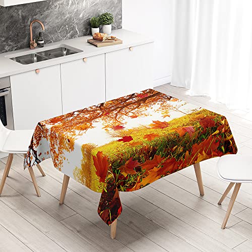 Morbuy Tischdecke Abwaschbar Ahorn Drucken Tischtuch Rechteckig Tischwäsche Gartentischdecke Outdoor Tischdekoration Wasserdicht Polyester Pflegeleicht (100x140cm,Herbst) von Morbuy