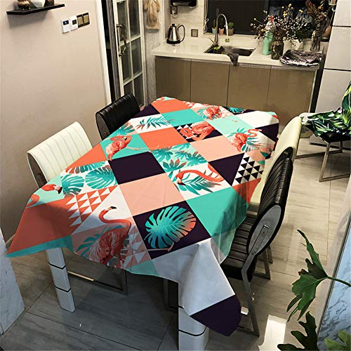 Morbuy Tischdecke Abwaschbar für Speisetisch, Rechteckig/Quadratisch Wasserabweisend Schmutzabweisend 3D Drucken Tischtuch Abwischbar Küchentischabdeckung (140x200cm,Orange Geometric Dreieck) von Morbuy