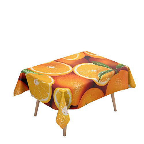 Morbuy Tischdecke Rechteckig Abwaschbar - 3D Obst Frucht Drucken Tischdecken Quadratisch Wasserdicht Lotuseffekt Abwischbar Tischtuch für Dekoration Küche Garten (140x260cm,Orange Mandarine) von Morbuy