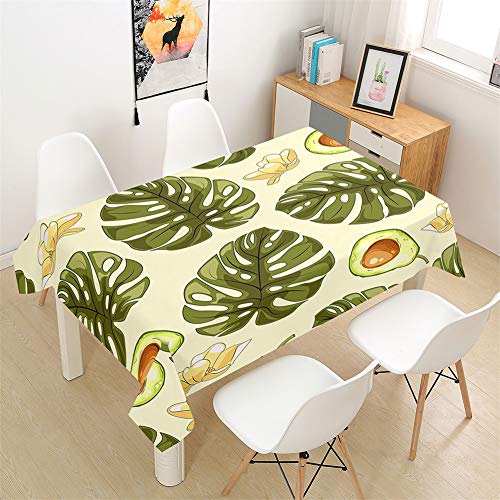 Morbuy Tischdecke Rechteckig Abwaschbar -3D Tropisch Pflanze Drucken Tischdecken Quadratisch Wasserdicht Lotuseffekt Abwischbar Tischtuch für Dekoration Küche Garten (90x90cm,Grüne Avocado) von Morbuy