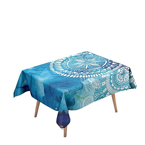 Morbuy Tischdecke Rechteckig Abwaschbar - Mandala Stil 3D Drucken Tischdecken Quadratisch Wasserdicht Lotuseffekt Abwischbar Tischtuch für Dekoration Küche Garten (90x90cm,Mandala-Stil) von Morbuy