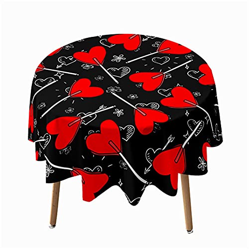 Morbuy Tischdecke Rund Abwaschbar,3D Liebend Herz Drucken Tischdecken Wasserdicht Abwischbar Tischtuch in Verschiedenen Größen für Küchentisch Garten Outdoor (Durchmesser 100cm,Rote Liebe) von Morbuy