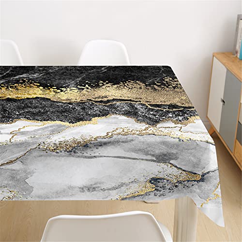 Morbuy Tischdecke Wasserdicht Waschbar, 3D Marmor Marmorierung Drucken Tischdecken Rechteckige Abwaschbar Abwischbar Tischtuch für Dekoration Küchentisch Garten Outdoor (90x90cm,Gold) von Morbuy