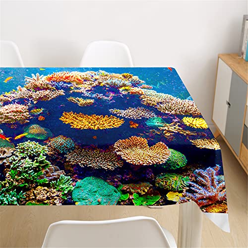 Morbuy Tischdecke Wasserdicht Waschbar, 3D Meerestiere Drucken Tischdecken Rechteckige Abwaschbar Abwischbar Tischtuch für Dekoration Küchentisch Garten Outdoor (140x140cm,Meerestiere) von Morbuy