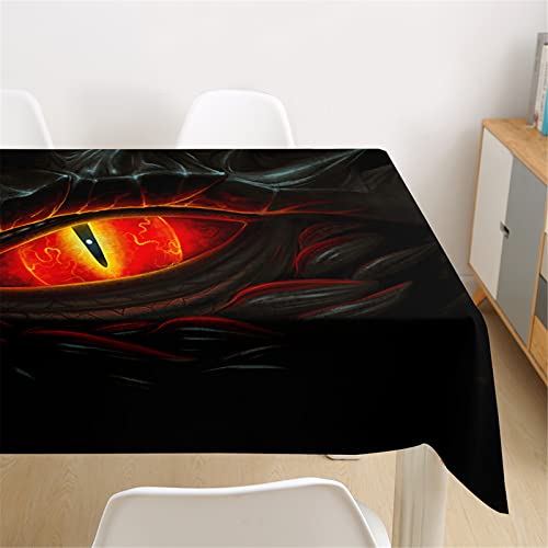 Morbuy Tischdecke Wasserdicht Waschbar, Drachen Muster 3D Drucken Tischdecken Rechteckige Abwaschbar Abwischbar Tischtuch für Dekoration Küchentisch Garten Outdoor (60x60cm,Orange Augen) von Morbuy