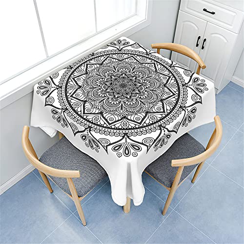 Morbuy Tischdecken Quadratisch, Mandala Stil Tischdecke Wasserdicht Lotuseffekt Küchentischdecke Abwischbar Fleckschutz Tischtuch für Restaurant Garten Party Outdoor (100x100cm,Weiß) von Morbuy