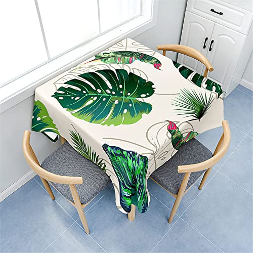 Morbuy Tischdecken Quadratisch, Pflanze Blätter Muster Tischdecke Wasserdicht Lotuseffekt Küchentischdecke Abwischbar Tischtuch für Restaurant Garten Outdoor (100x100cm,Monstera-Blätter) von Morbuy
