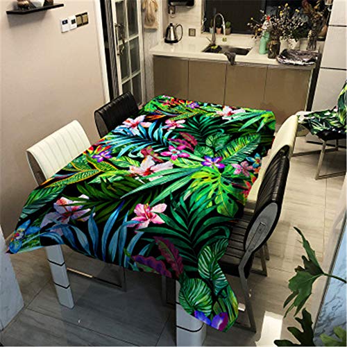 Tischdecke Abwaschbar für Speisetisch, Morbuy 3D Wasserabweisend Abwischbar Quadrat Küchentischabdeckung Tischtuch Fleckschutz Pflegeleicht Schmutzabweisend (100x140cm,Tropische Pflanzen) von Morbuy