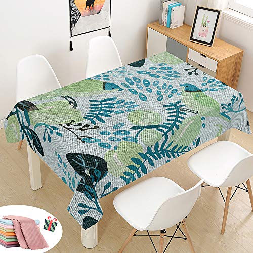 Tischdecke Wasserdicht Abwaschbar, Morbuy Wasserabweisend Abwischbare Eckig Küchen 3D Baum Natürlich Tischabdeckung Tischdekoration für Speisetisch Garten Outdoor Camping (140x260cm,Blue Tropical) von Morbuy