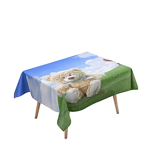 Morbuy Rechteckige Tischdecken, 3D Karikatur-Bär Drucken Tischdecke Wasserdicht Abwaschbar Abwischbar Lotuseffekt Tischtuch für Dekoration Küchentisch Garten Outdoor (100x140cm,Süßer Bär) von Morbuy