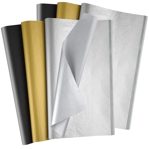 Morcheiong 120 Blatt Schwarz, Gold und Silber Seidenpapier, Absolvent Seidenpapier Großpackung, Geschenkverpackung, für DIY, Geburtstag, Hochzeit, Urlaub, Handwerk, Dekoration, Party Morcheiong 120 Blatt Schwarz, Gold und Silber Seidenpapier, Absolvent Seidenpapier Großpackung, Geschenkverpackung, für DIY, Geburtstag, Hochzeit, Urlaub, Handwerk, Dekoration, Party von Morcheiong