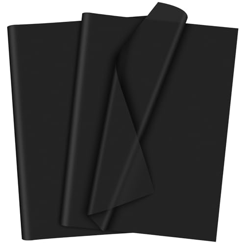 Morcheiong 120 Blatt Schwarzes Seidenpapier, Kunst-Geschenkverpackung, Seidenpapier Großpackung, für Bastelarbeiten, Blumen, Geburtstag, Halloween, Party, Festival (50 x 37 cm) von Morcheiong