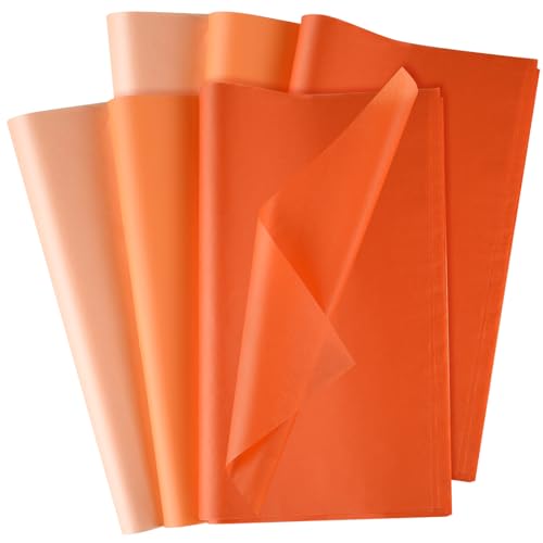 Morcheiong 120 Blatt orangefarbenes Seidenpapier, mehrfarbig, Kunst, Geschenkverpackung, Seidenpapier, Großpackung, Geschenkverpackung, für DIY, Geburtstag, Hochzeit, Urlaub, Handwerk, Dekoration, von Morcheiong