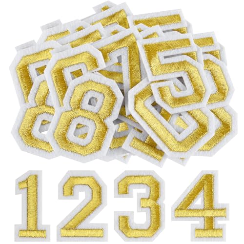 Morcheiong 40 Stück Aufnäher zum Aufbügeln mit Zahlen 0–9, 5,1 cm, bestickte Zahlen für Kleidung, Hosen, Hüte, Taschen, Gold Morcheiong 40 Stück Aufnäher zum Aufbügeln mit Zahlen 0–9, 5,1 cm, bestickte Zahlen für Kleidung, Hosen, Hüte, Taschen, Gold von Morcheiong
