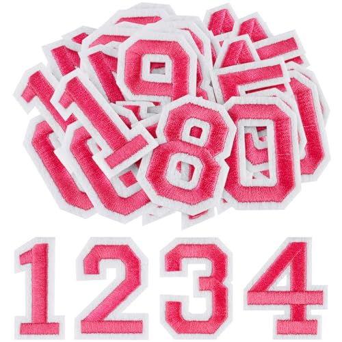 Morcheiong 40 Stück Aufnäher zum Aufbügeln mit Zahlen 0–9, 5,1 cm, bestickte Zahlen für Kleidung, Hosen, Hüte, Taschen, Rosenrot Morcheiong 40 Stück Aufnäher zum Aufbügeln mit Zahlen 0–9, 5,1 cm, bestickte Zahlen für Kleidung, Hosen, Hüte, Taschen, Rosenrot von Morcheiong