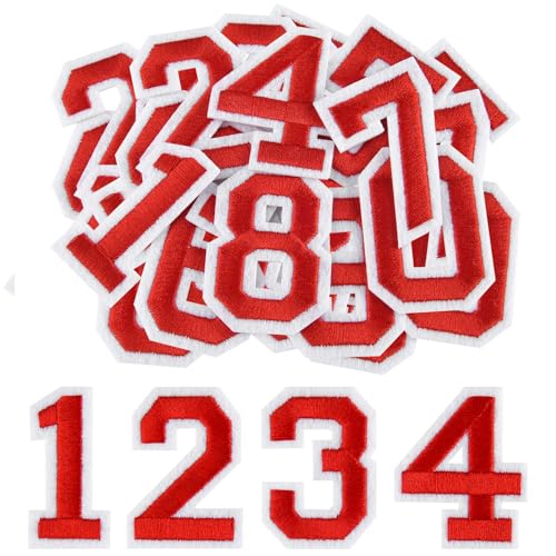 Morcheiong 40 Stück Aufnäher zum Aufbügeln mit Zahlen 0–9, 5,1 cm, bestickte Zahlen für Kleidung, Hosen, Hüte, Taschen, Rot Morcheiong 40 Stück Aufnäher zum Aufbügeln mit Zahlen 0–9, 5,1 cm, bestickte Zahlen für Kleidung, Hosen, Hüte, Taschen, Rot von Morcheiong