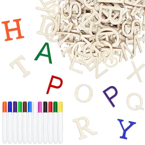 Morcheiong 52 Stück 5,1 cm Holzbuchstaben, unlackiertes Holzalphabet mit 12 mehrfarbigen Stiften für Bastelarbeiten, Heimdekoration, Wand, Kunstmalerei Morcheiong 52 Stück 5,1 cm Holzbuchstaben, unlackiertes Holzalphabet mit 12 mehrfarbigen Stiften für Bastelarbeiten, Heimdekoration, Wand, Kunstmalerei von Morcheiong