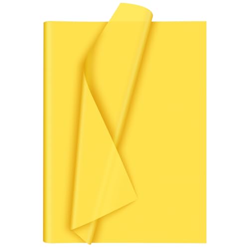 Morcheiong 60 Blatt Gelbes Seidenpapier, Kunst Geschenkverpackung, Seidenpapier Großpackung für Bastelarbeiten, Blumen, Geburtstag, Herbst, Erntedankfest, Party, Festival (50 x 37 cm) von Morcheiong