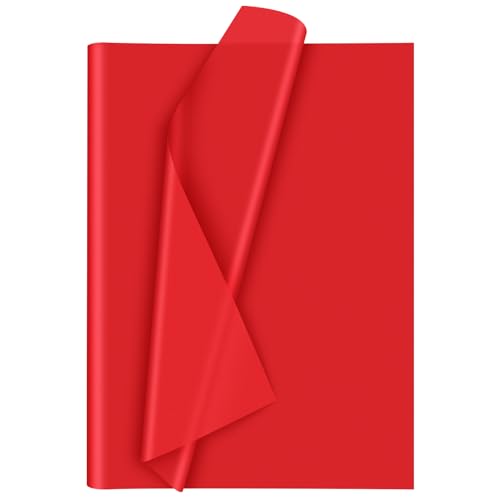 Morcheiong 60 Blatt Rotes Seidenpapier, Kunst Geschenkverpackung, Seidenpapier Großpackung für Bastelarbeiten, Blumen, Geburtstag, Weihnachten, Valentinstag, Hochzeit, Party (50 x 37 cm) von Morcheiong