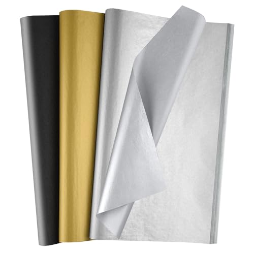 Morcheiong 60 Blatt Schwarz, Gold und Silber Seidenpapier, Absolvent Seidenpapier Großpackung, Geschenkverpackung, für DIY, Geburtstag, Hochzeit, Urlaub, Handwerk, Dekoration, Party Morcheiong 60 Blatt Schwarz, Gold und Silber Seidenpapier, Absolvent Seidenpapier Großpackung, Geschenkverpackung, für DIY, Geburtstag, Hochzeit, Urlaub, Handwerk, Dekoration, Party von Morcheiong