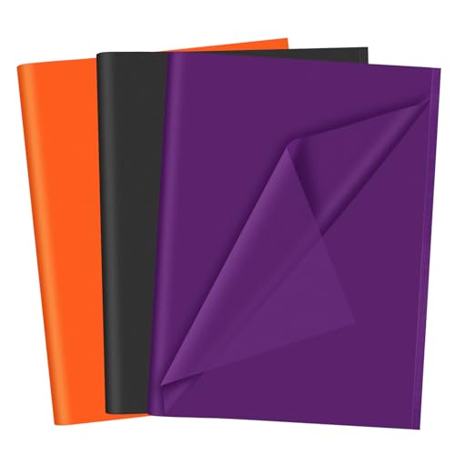 Morcheiong 70 Blatt Halloween-Seidenpapier, mehrfarbig, Kunst-Geschenkpapier, Großpackung, Geschenkverpackung für Halloween, Urlaub, Handwerk, Dekoration, Party, Festival, Orange/Schwarz/Lila (50 x 37 Morcheiong 70 Blatt Halloween-Seidenpapier, mehrfarbig, Kunst-Geschenkpapier, Großpackung, Geschenkverpackung für Halloween, Urlaub, Handwerk, Dekoration, Party, Festival, Orange/Schwarz/Lila (50 x 37 von Morcheiong