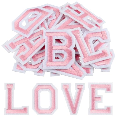 Morcheiong Aufnäher zum Aufbügeln mit Buchstaben A-Z, 5,1 cm, bestickt, Alphabet-Aufnäher für Kleidung, Hosen, Hüte, Taschen, Hellrosa, 78 Stück Morcheiong Aufnäher zum Aufbügeln mit Buchstaben A-Z, 5,1 cm, bestickt, Alphabet-Aufnäher für Kleidung, Hosen, Hüte, Taschen, Hellrosa, 78 Stück von Morcheiong