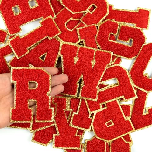 Morcheiong Chenille-Aufnäher A-Z, Selbstklebend, Buchstaben zum Aufbügeln für Kleidung, Varsity-Stil für Stoff, Rot, 26 Stück Morcheiong Chenille-Aufnäher A-Z, Selbstklebend, Buchstaben zum Aufbügeln für Kleidung, Varsity-Stil für Stoff, Rot, 26 Stück von Morcheiong
