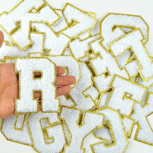 Morcheiong Chenille-Buchstaben-Aufnäher A-Z, selbstklebend, Buchstaben zum Aufbügeln für Kleidung, Varsity-Buchstaben für Stoff, Weiß, 26 Stück Morcheiong Chenille-Buchstaben-Aufnäher A-Z, selbstklebend, Buchstaben zum Aufbügeln für Kleidung, Varsity-Buchstaben für Stoff, Weiß, 26 Stück von Morcheiong