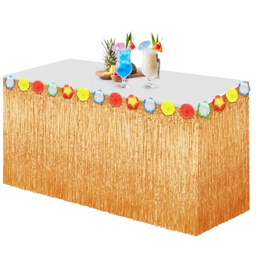 Morcheiong Luau Grass Tischrock, 2,9 m x 75,1 cm, Hawaii-Tischrock für Tiki, Dschungel, tropische Party-Dekorationen, Gelb, 1 Packung Morcheiong Luau Grass Tischrock, 2,9 m x 75,1 cm, Hawaii-Tischrock für Tiki, Dschungel, tropische Party-Dekorationen, Gelb, 1 Packung von Morcheiong