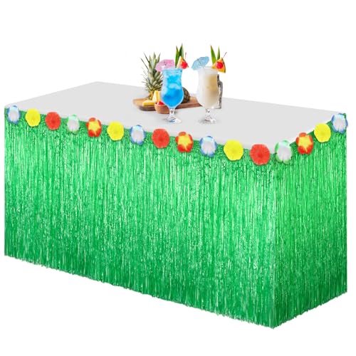 Morcheiong Luau Grass Tischrock, 2,9 m x 75,1 cm, Hawaii-Tischrock für Tiki, Dschungel, tropische Party-Dekorationen, Grün, 1 Packung Morcheiong Luau Grass Tischrock, 2,9 m x 75,1 cm, Hawaii-Tischrock für Tiki, Dschungel, tropische Party-Dekorationen, Grün, 1 Packung von Morcheiong