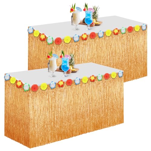 Morcheiong Luau Grass Tischrock, 2 x 75 cm, hawaiianischer Tischrock für Tiki, Dschungel, tropische Party-Dekorationen, Gelb, 2 Stück Morcheiong Luau Grass Tischrock, 2 x 75 cm, hawaiianischer Tischrock für Tiki, Dschungel, tropische Party-Dekorationen, Gelb, 2 Stück von Morcheiong