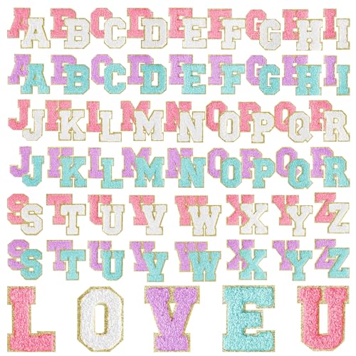 Morcheiong Selbstklebende Chenille-Buchstaben-Aufnäher, Chenille-Buchstaben, für Kleidung und Stoff, Blau, Weiß, Rosa, Violett, 104 Stück Morcheiong Selbstklebende Chenille-Buchstaben-Aufnäher, Chenille-Buchstaben, für Kleidung und Stoff, Blau, Weiß, Rosa, Violett, 104 Stück von Morcheiong