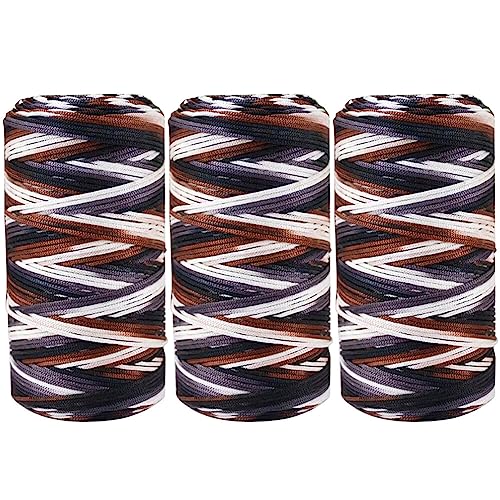 Makramee Garn,MoreChioce 3 x 100 Gramm Polypropylen-Kordel Polyester-Seil 1,5mm Makramee Seil Häkelgarn Polyester Geflochtene Schnur für Strickwaren Häkelkorb Taschen DIY Handwerk,Schwarz Weiß Braun von MoreChioce