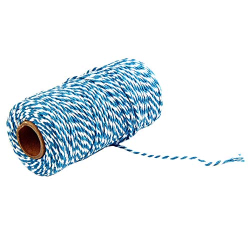 MoreChioce 100 Meter Bastelschnur 2 mm Drehkordel Baumwolle Bakers Twine Makramee Kordelschnur Garten Kordel Baumwollschnur DIY Bastelgarn Dekoration Handwerk Schnur,Blau + Weiß von MoreChioce