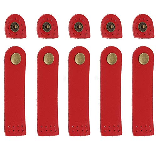 MoreChioce 5 Stück Taschenverschluss Lederriemen mit Druckknöpfe Magnetverschluss Knopf Magnetknöpfe für DIY Nähen Taschenzubehör,Rot von MoreChioce