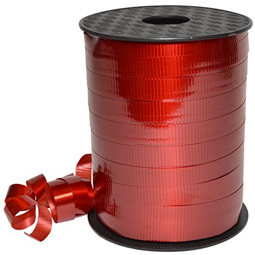 Morex Ribbon, 18310/250-609 Lucky Glossy Ringelband, Polypropylen, 0,9 cm x 220 m, Rot von Morex Ribbon