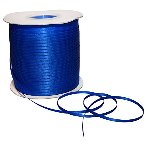 Morex Ribbon 08803/500-352 Doppelseitiges Satinband, 0,3 cm x 457,2 m, elektroblaues Band für Geschenkverpackungen, Geschenkkarten, Satinkleid, Seidenbänder zum Basteln, Hochzeitsgeschenke von Morex Ribbon