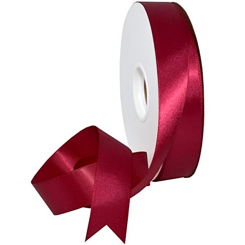 Morex Ribbon 08822/50-193 Doppelseitiges Satinband, 2,2 cm x 45,7 m, rotes Schönheitsband für Geschenkverpackungen, Geburtstagsgeschenkkarten, Satinkleid für Frauen, Seidenbänder zum Basteln, von Morex Ribbon