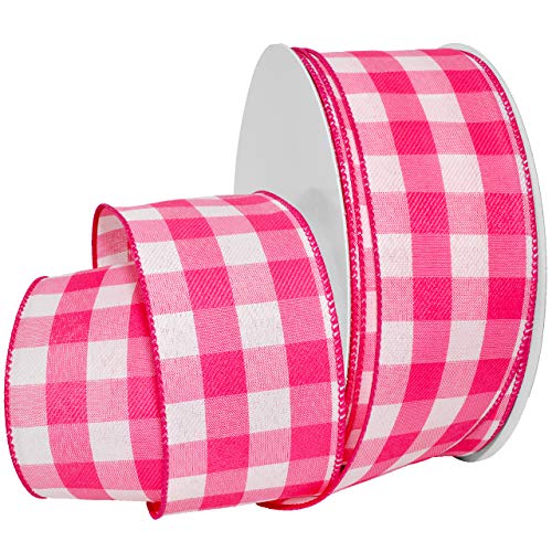 Morex Ribbon 7382.60/50-616 Gingham-Stil Band, Polyester, shocking pink, 2.5" x 50 yards von Morex Ribbon