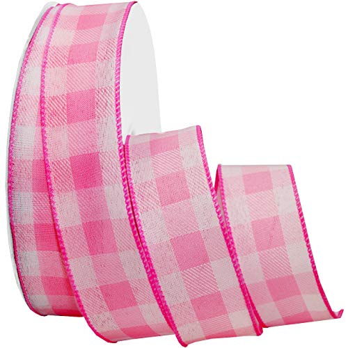 Morex Ribbon 7382.40/50-020 Gingham Style Band, Polyester, hellrosa Farbe, 1.5" x 50 yards von Morex Ribbon